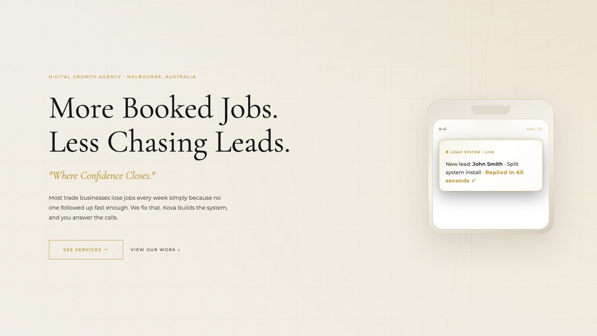 Kova Consulting website homepage